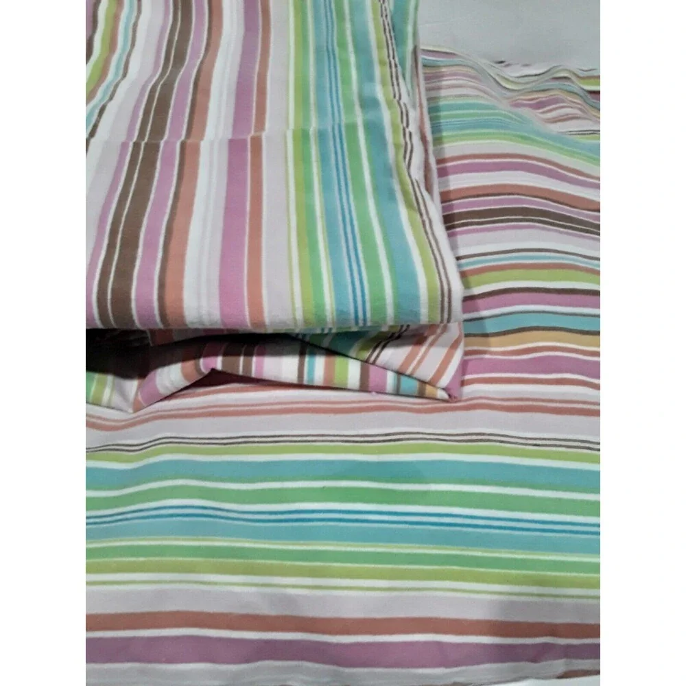 Vintage Laura Ashley Sheets Flat, Fitted Sheet and 2 Pillowcases, Striped. Twin